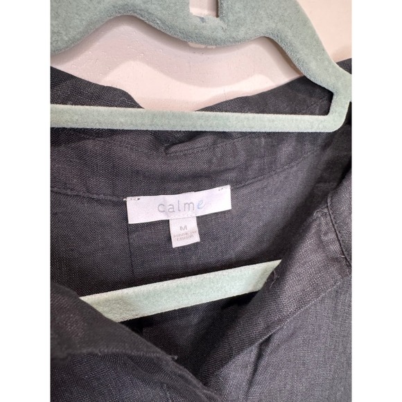 Calme by Johnny Was Black Linen Shirt Dress Sz M Lagenlook - Picture 6 of 8